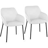Daniella Dining Chair in White Leatherette & Black Steel (Set of 2)